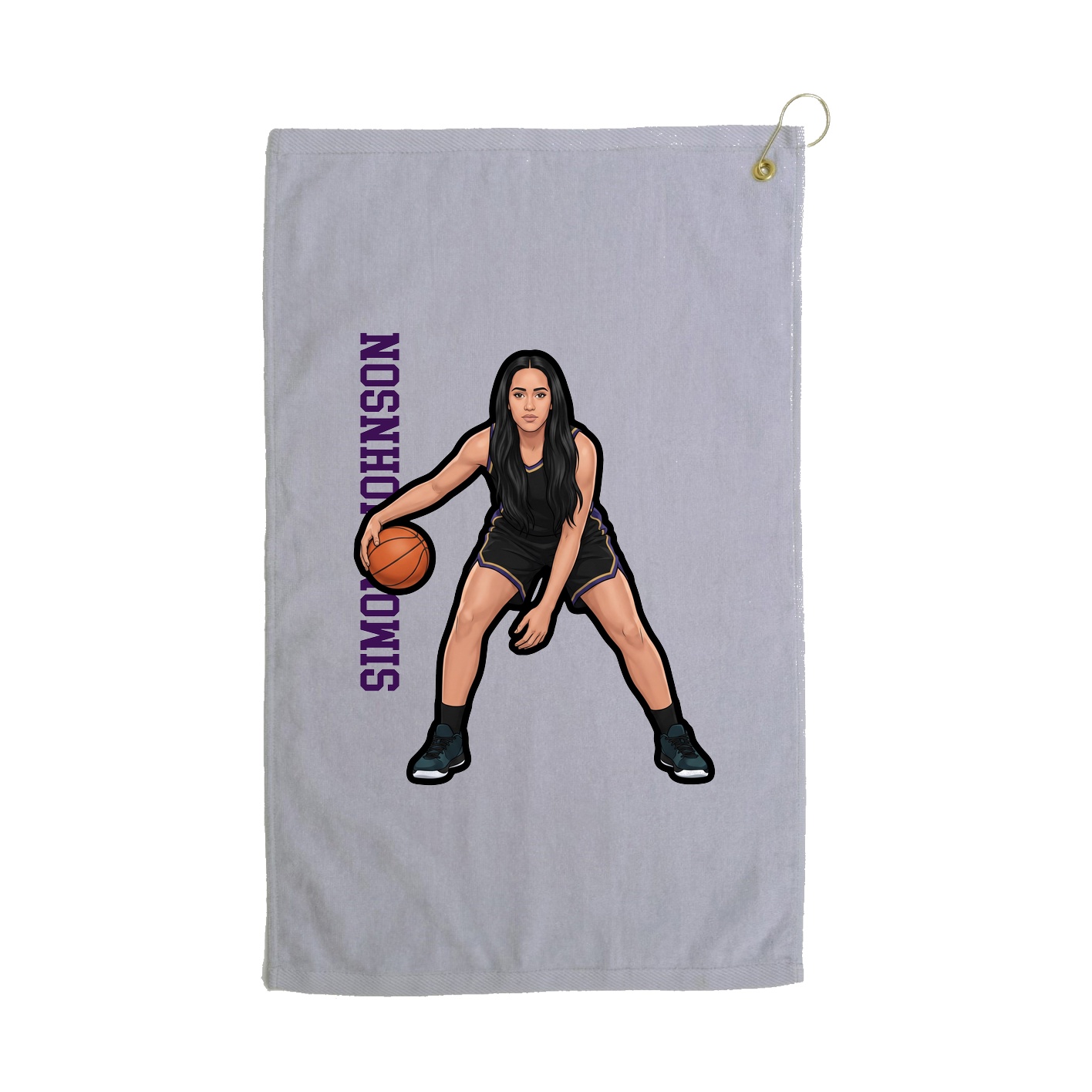 Golf Towel — Name Vertical in Grey