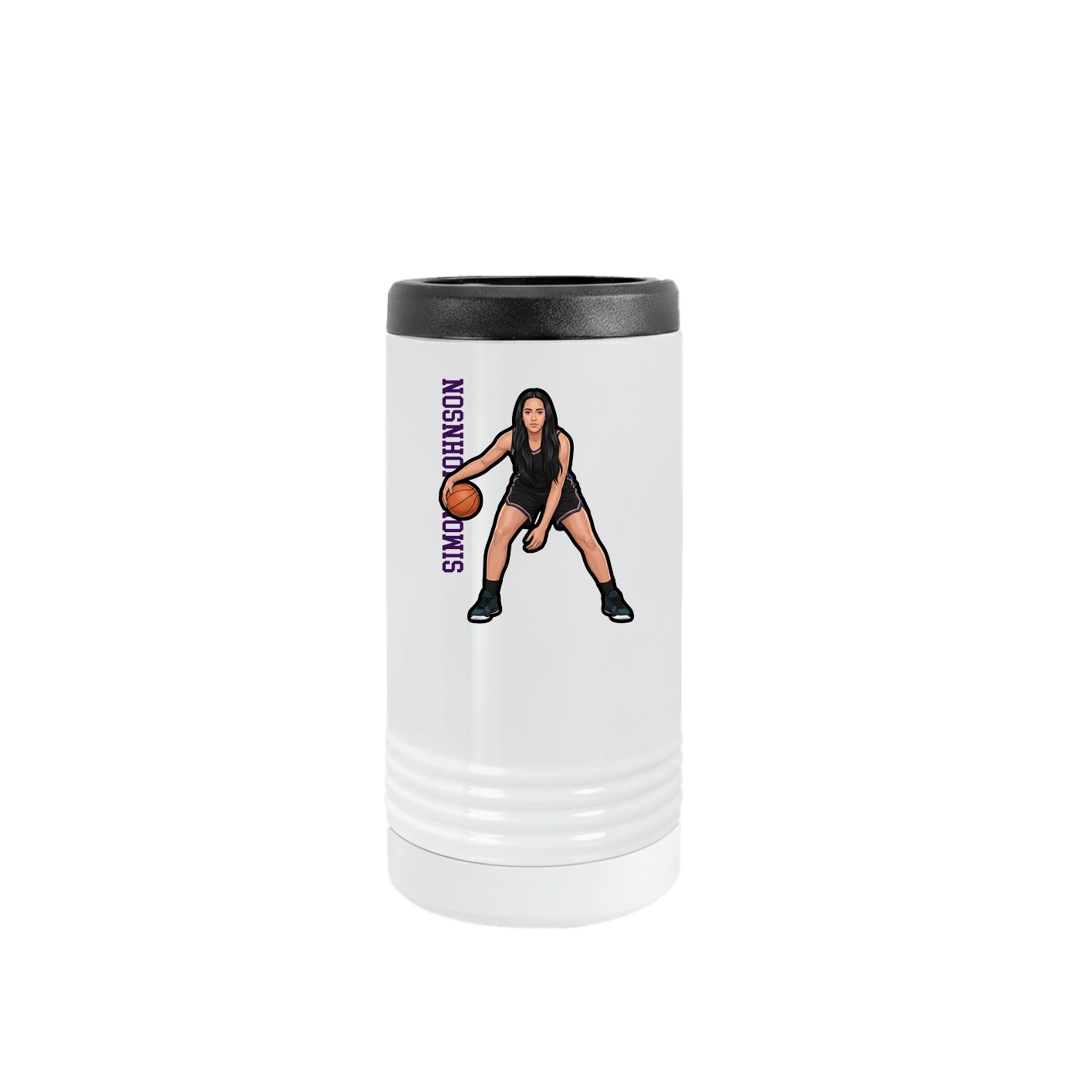 Slim Beverage Holder — Name Vertical in White