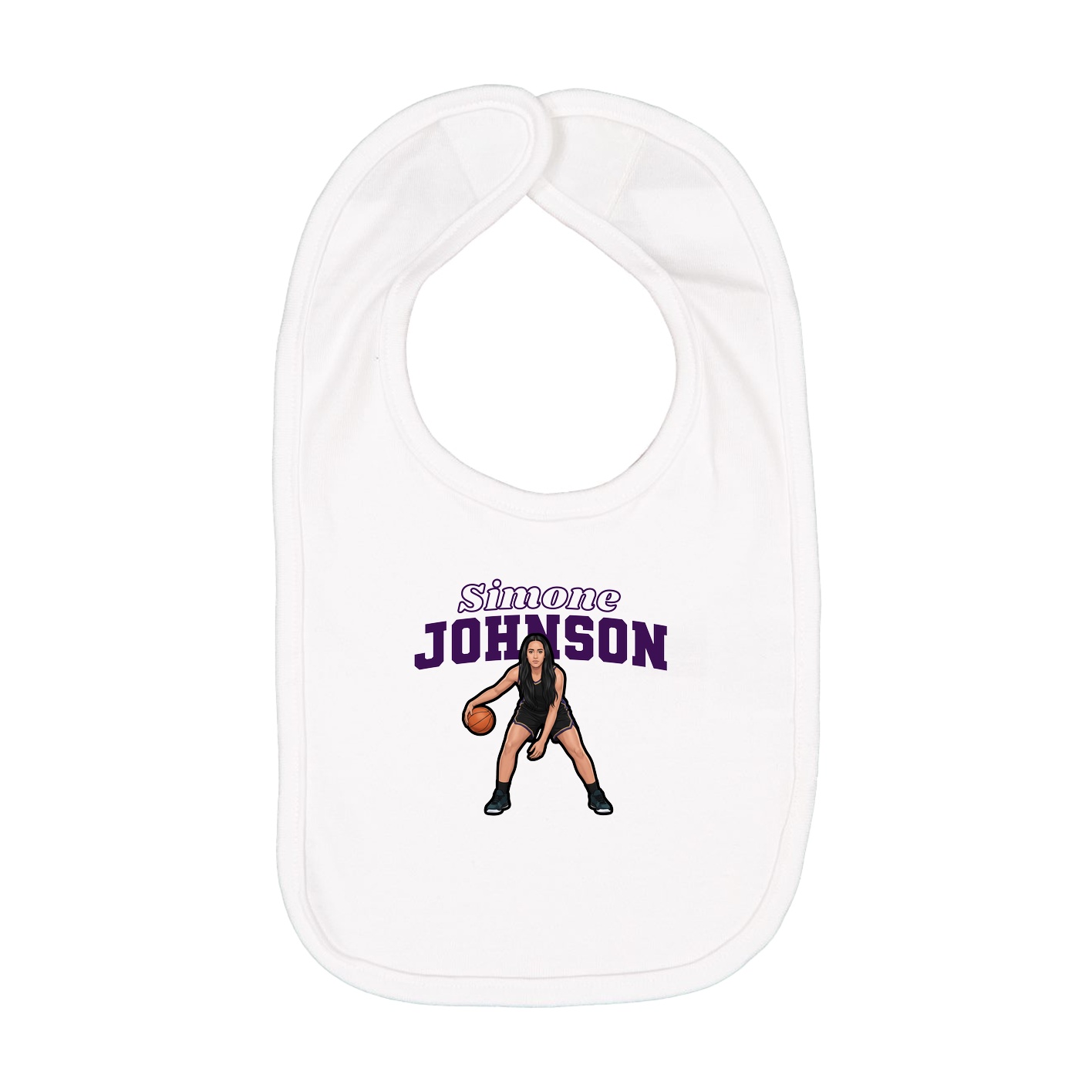 Infant Bib — Name Arch in White