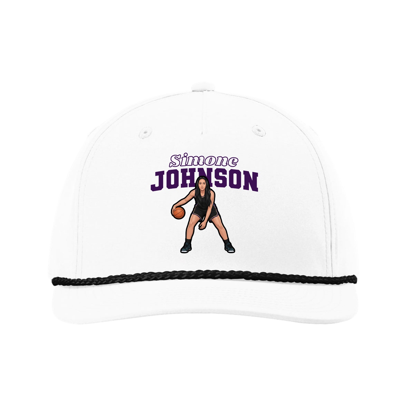 Five-Panel Classic Rope Cap — Name Arch in White