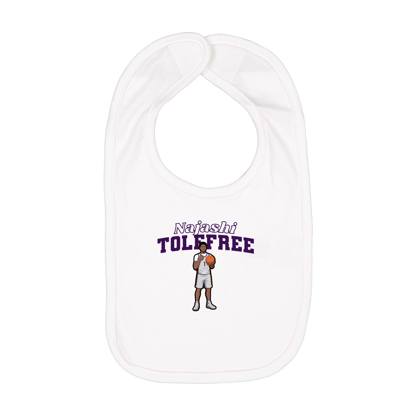 Infant Bib — Name Arch in White