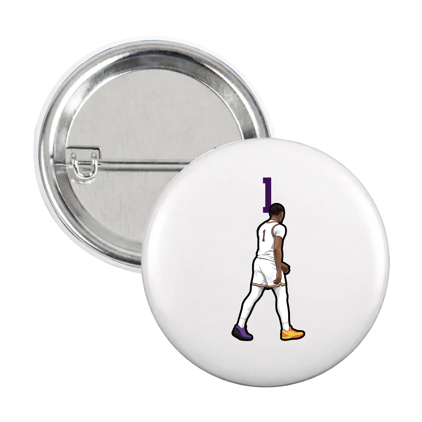 Game Day Button — Number Top in White