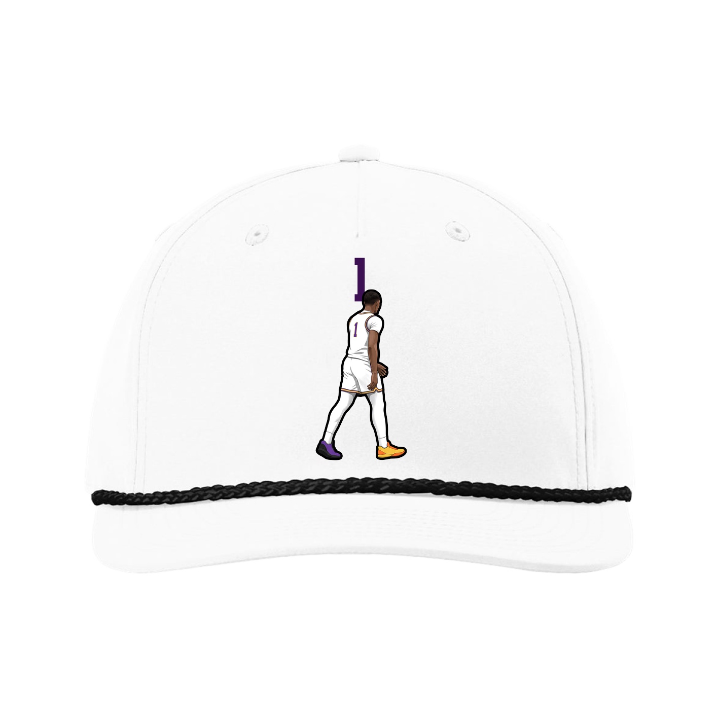 Five-Panel Classic Rope Cap — Number Top in White