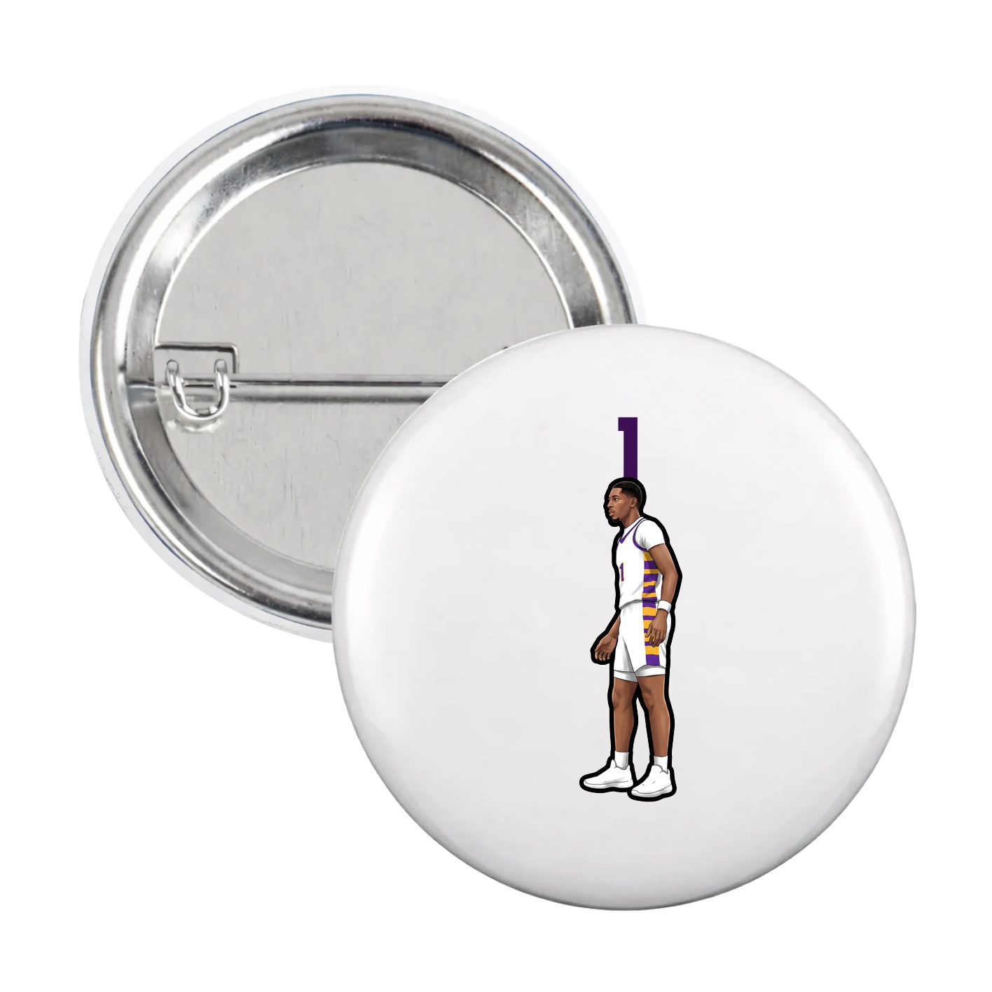 Game Day Button — Number Top in White