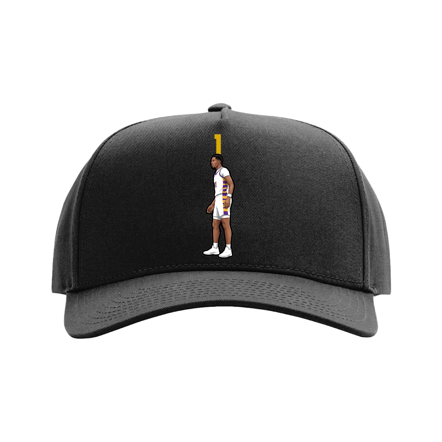 Full Fabric Five-Panel Champ Cap — Number Top in Black