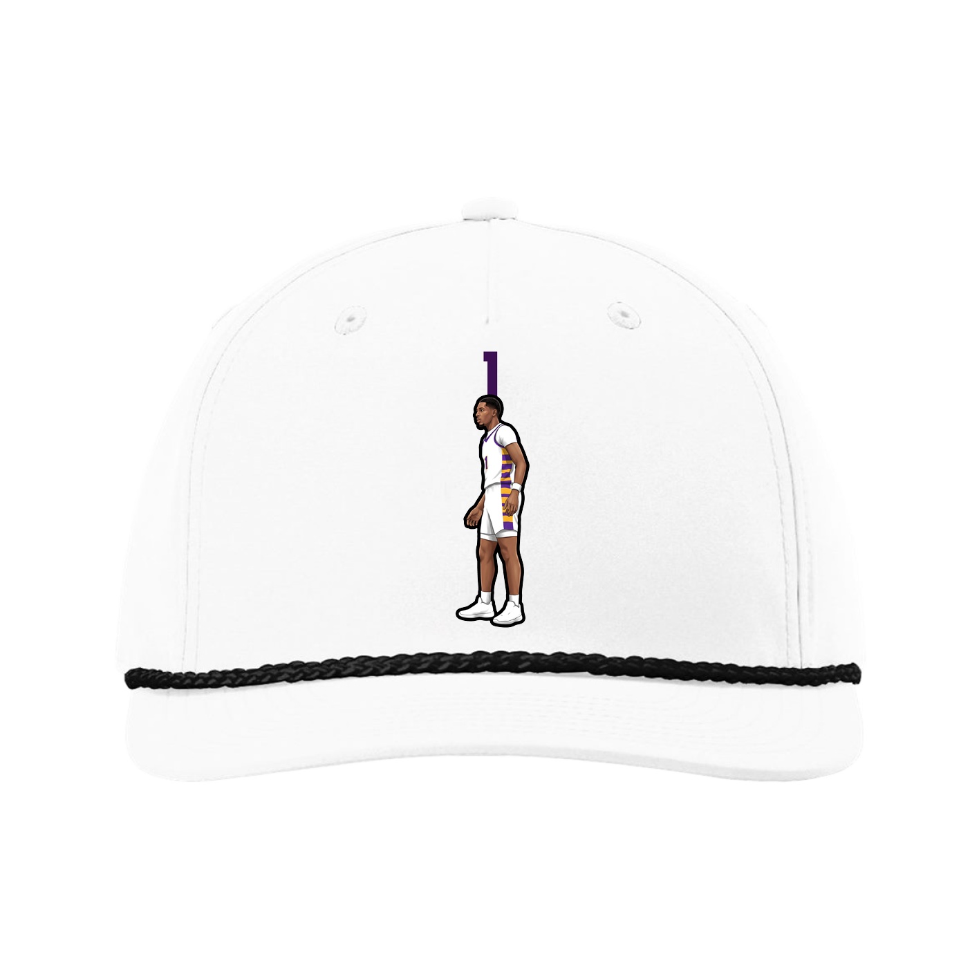 Five-Panel Classic Rope Cap — Number Top in White