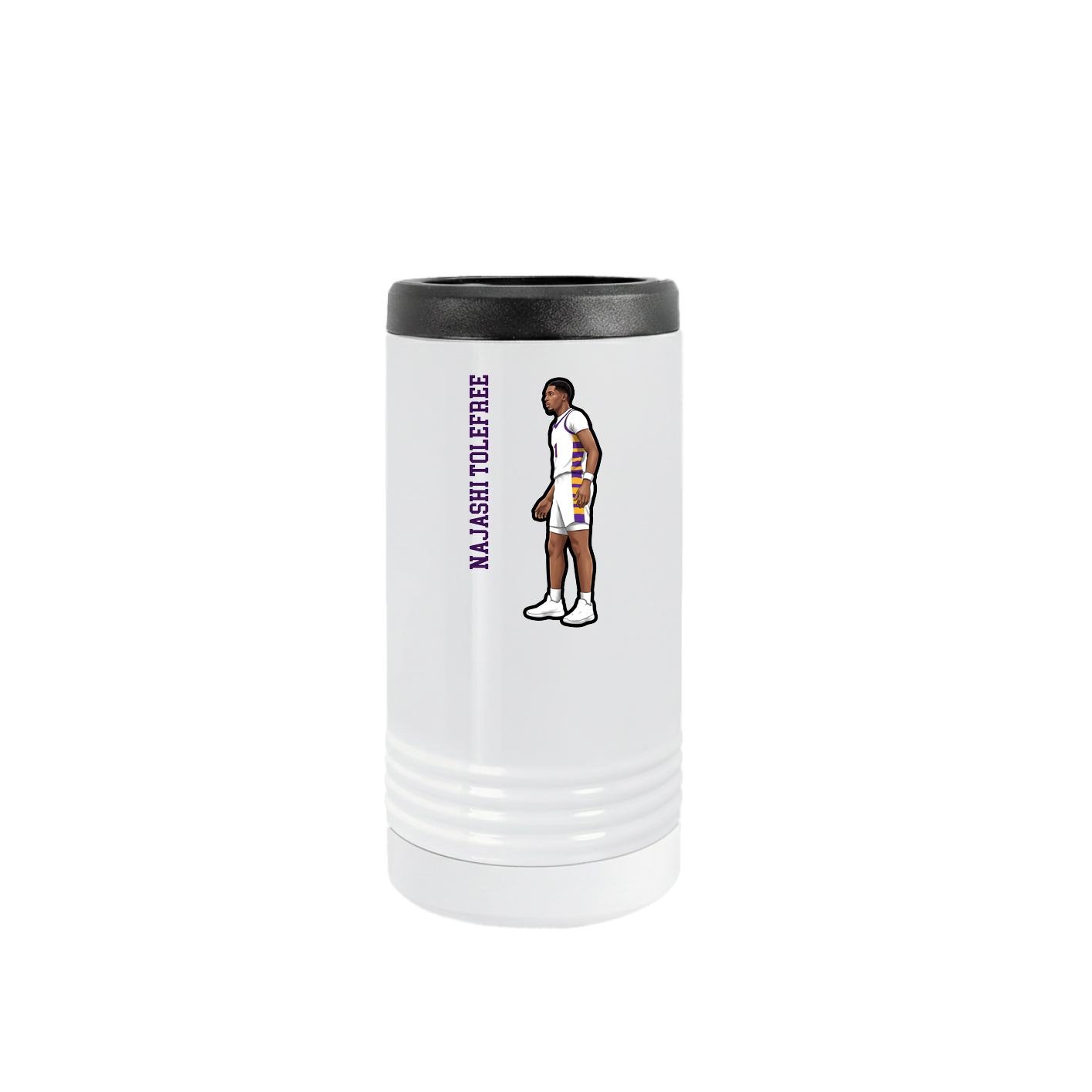 Slim Beverage Holder — Name Vertical in White