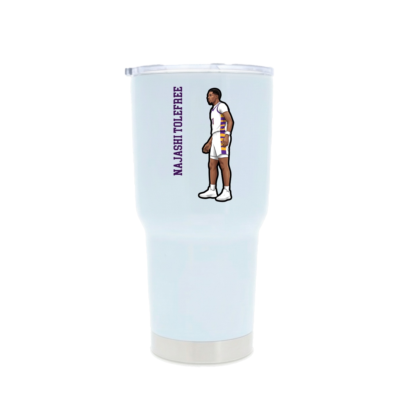 30oz Stainless Steel Tumbler — Name Vertical in White