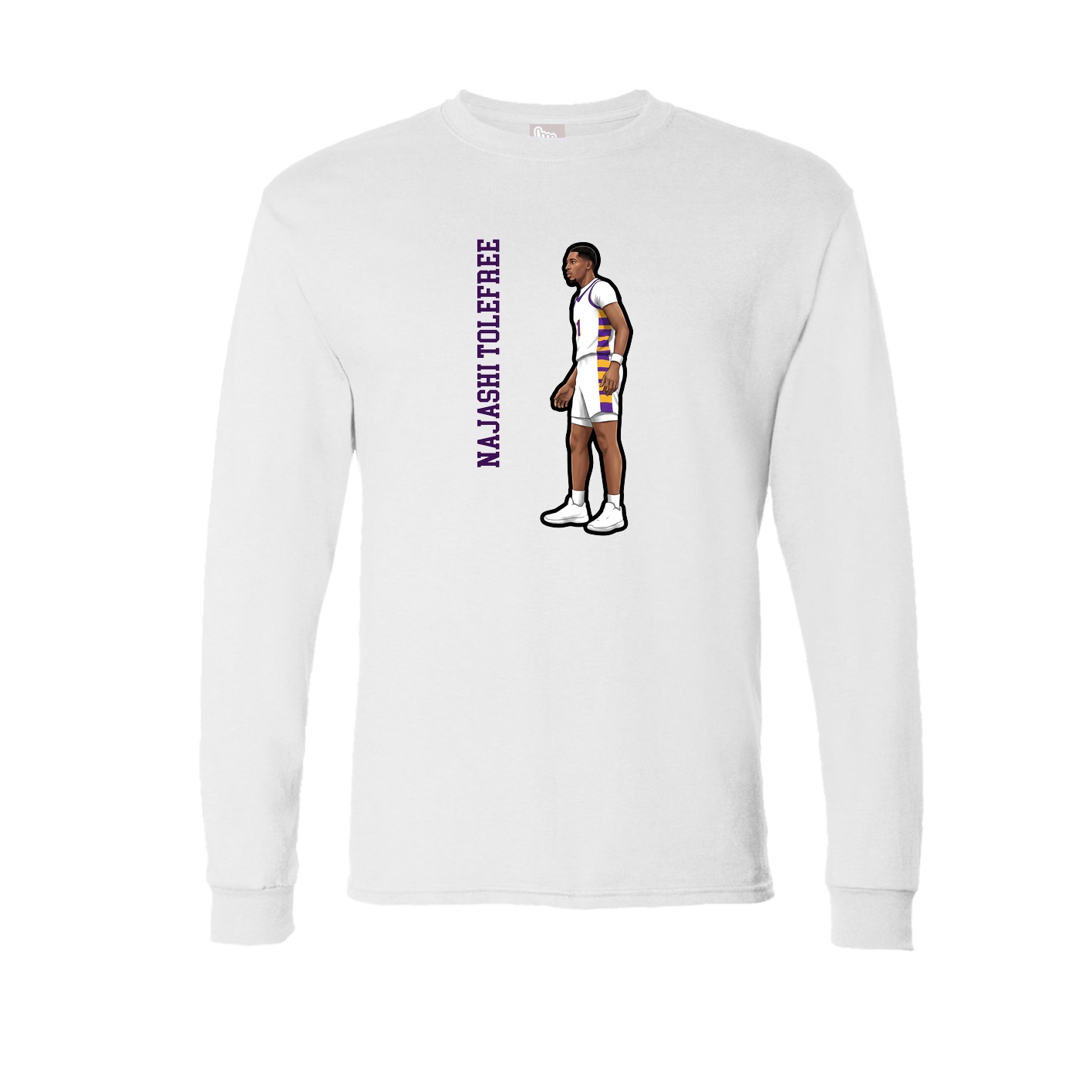 Long Sleeve Tee — Name Vertical in White