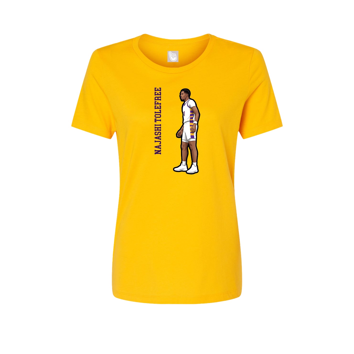 Womens Tee — Name Vertical in Gold