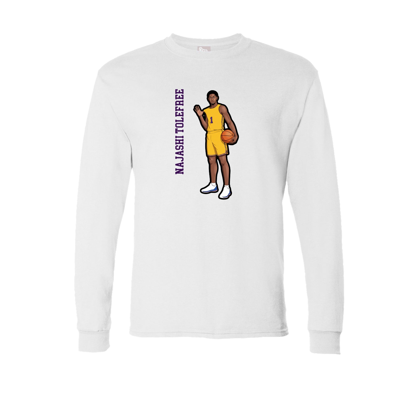 Long Sleeve Tee — Name Vertical in White