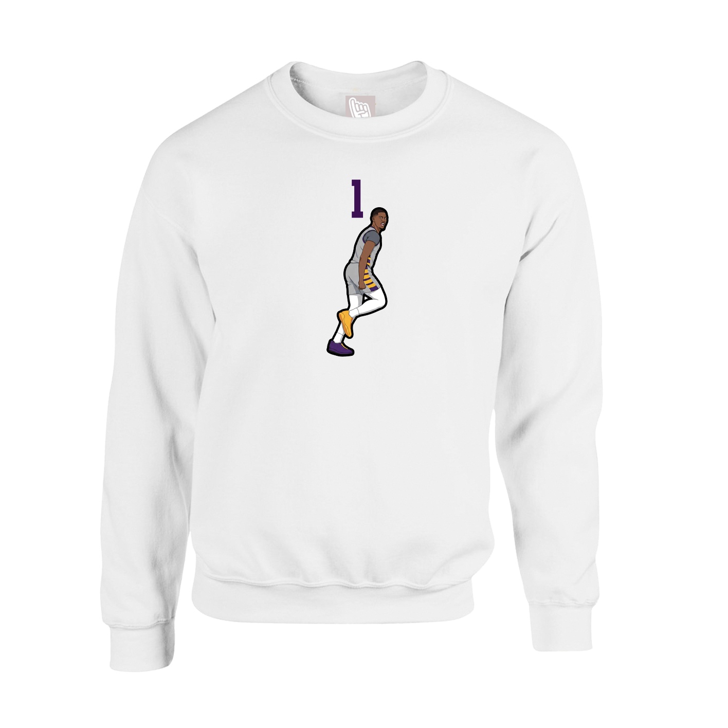 Fleece Crew — Number Top in White