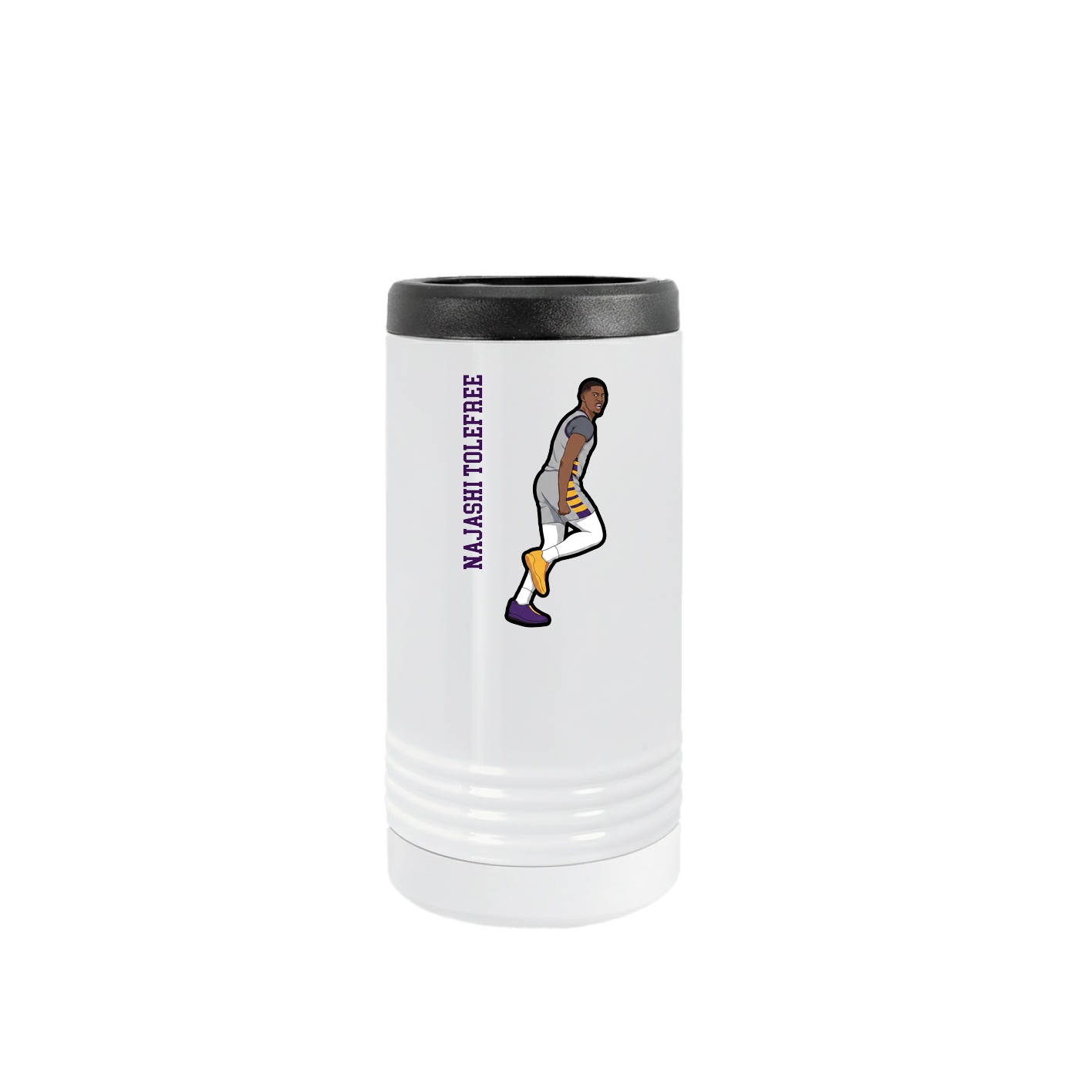 Slim Beverage Holder — Name Vertical in White