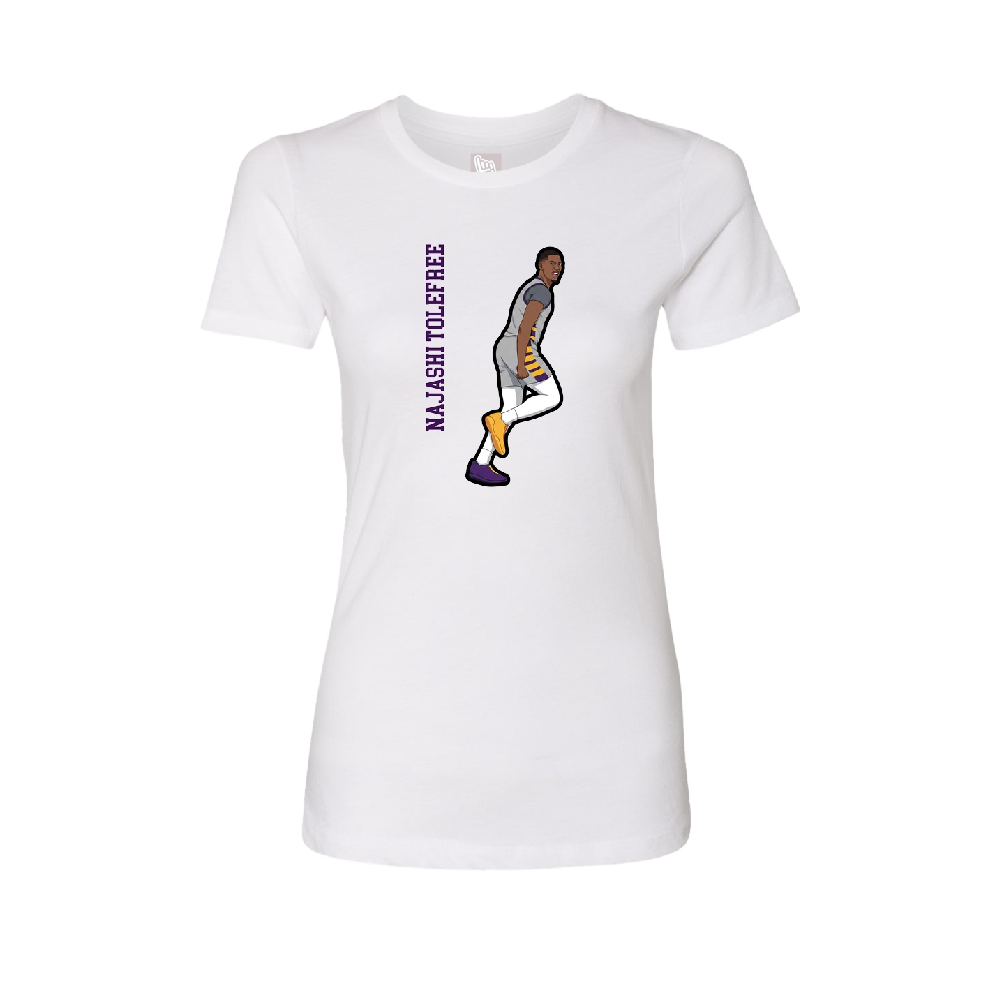 Womens Tee — Name Vertical in White