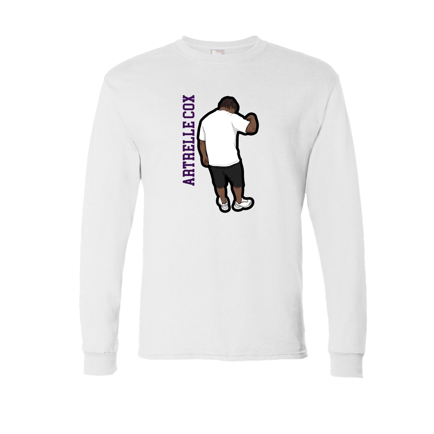 Long Sleeve Tee — Name Vertical in White
