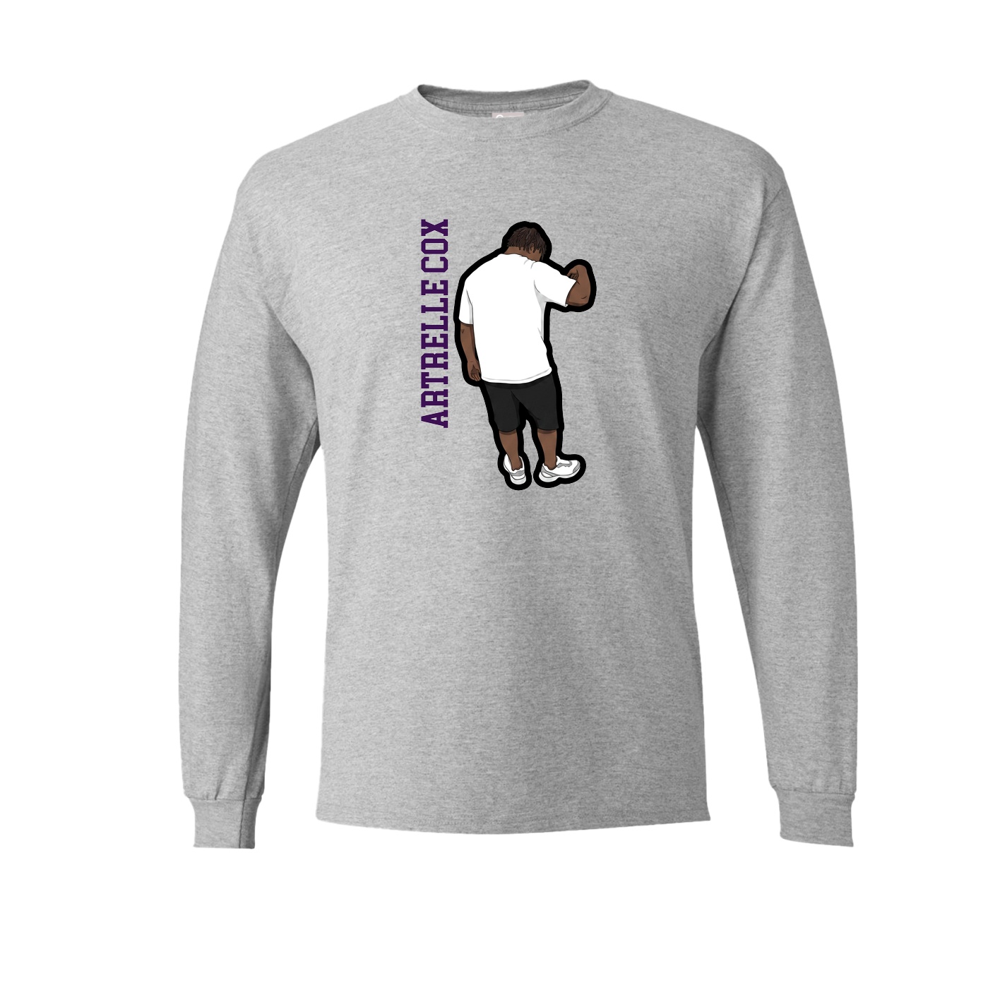 Long Sleeve Tee — Name Vertical in Grey