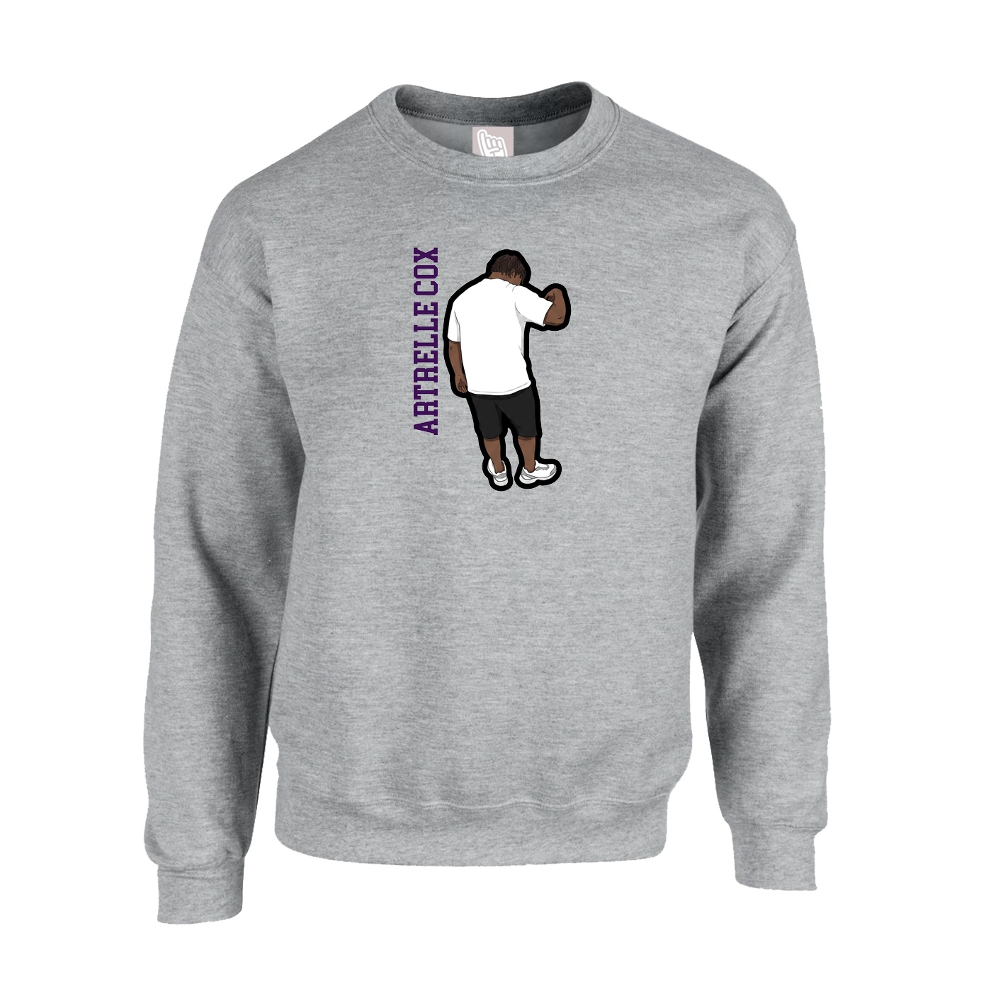 Fleece Crew — Name Vertical in Grey
