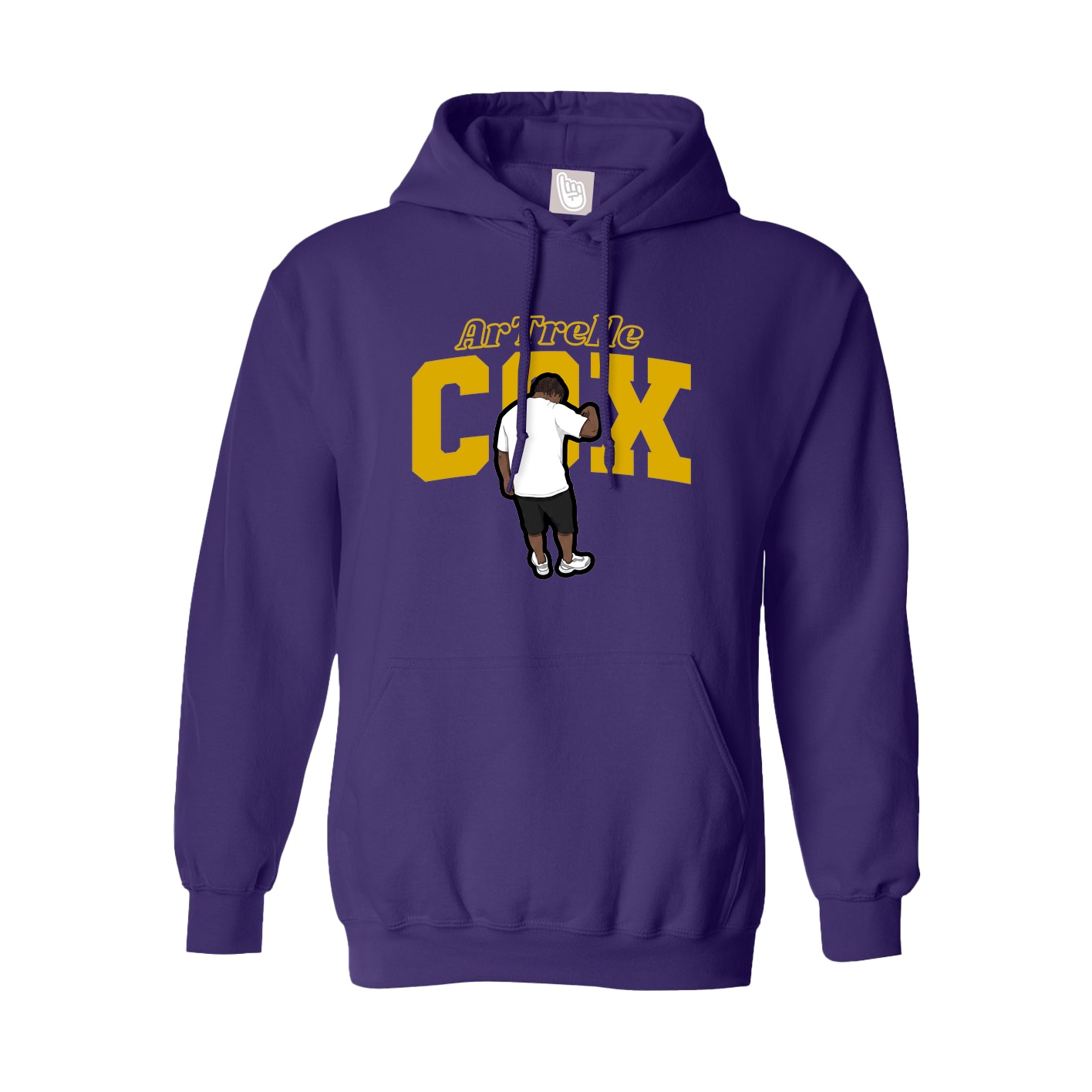 Youth Hoodie — Name Arch in Purple