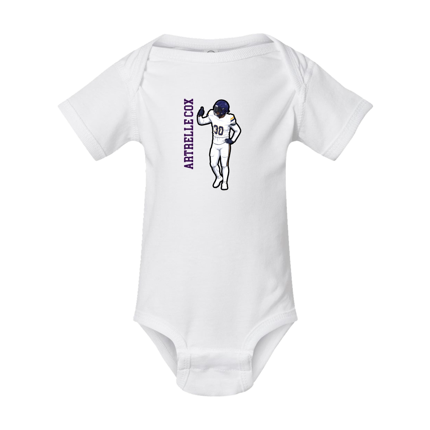 Baby Onesie — Name Vertical in White