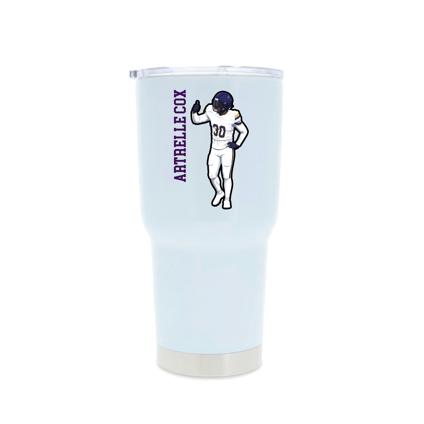 30oz Stainless Steel Tumbler — Name Vertical in White