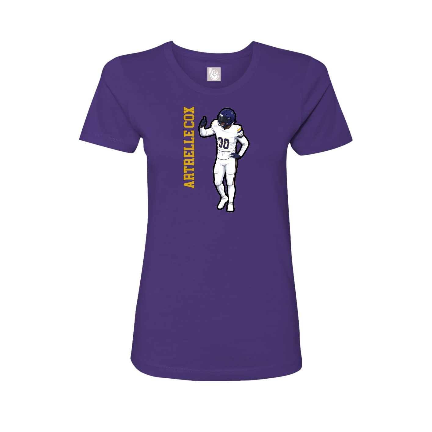 Womens Tee — Name Vertical in Purple