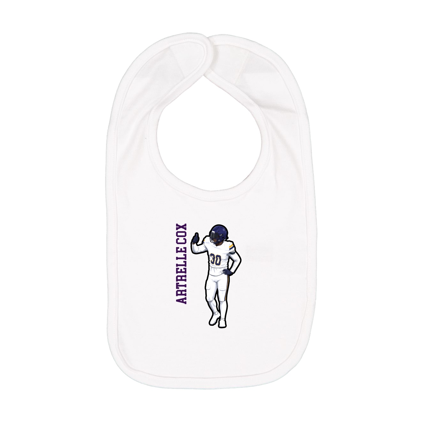 Infant Bib — Name Vertical in White