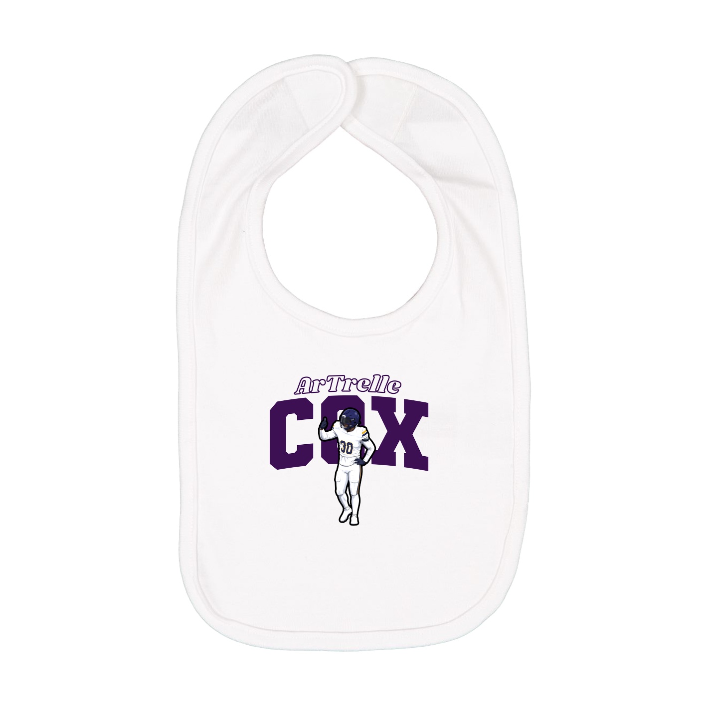 Infant Bib — Name Arch in White