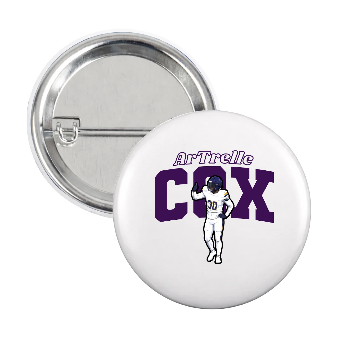 Game Day Button — Name Arch in White