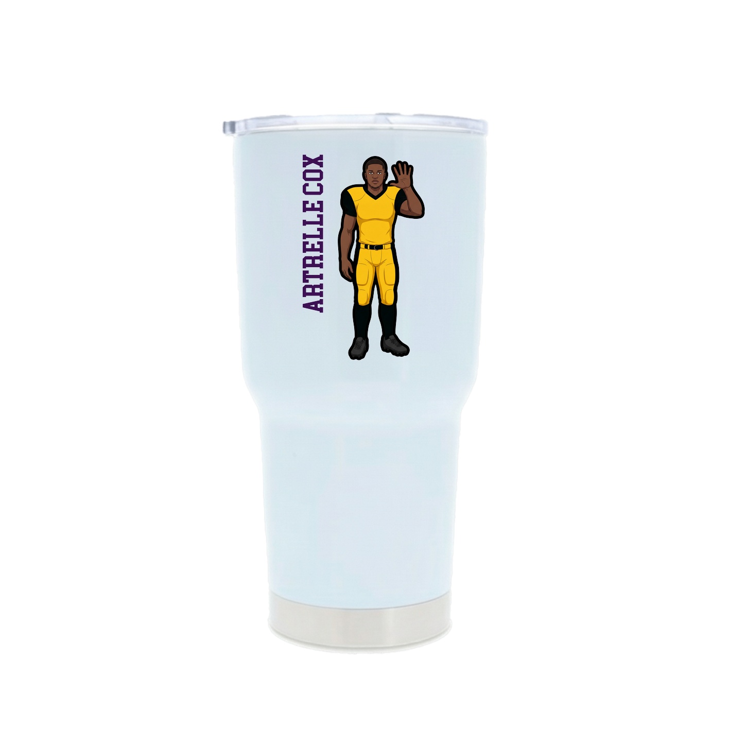 30oz Stainless Steel Tumbler — Name Vertical in White