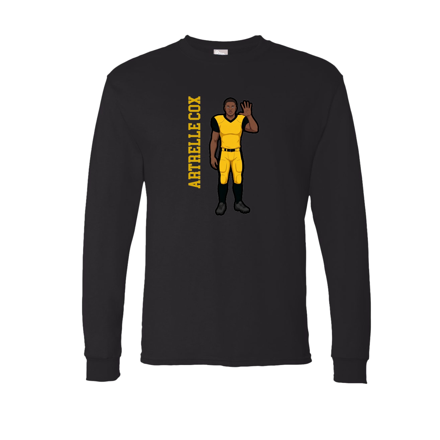 Long Sleeve Tee — Name Vertical in Black