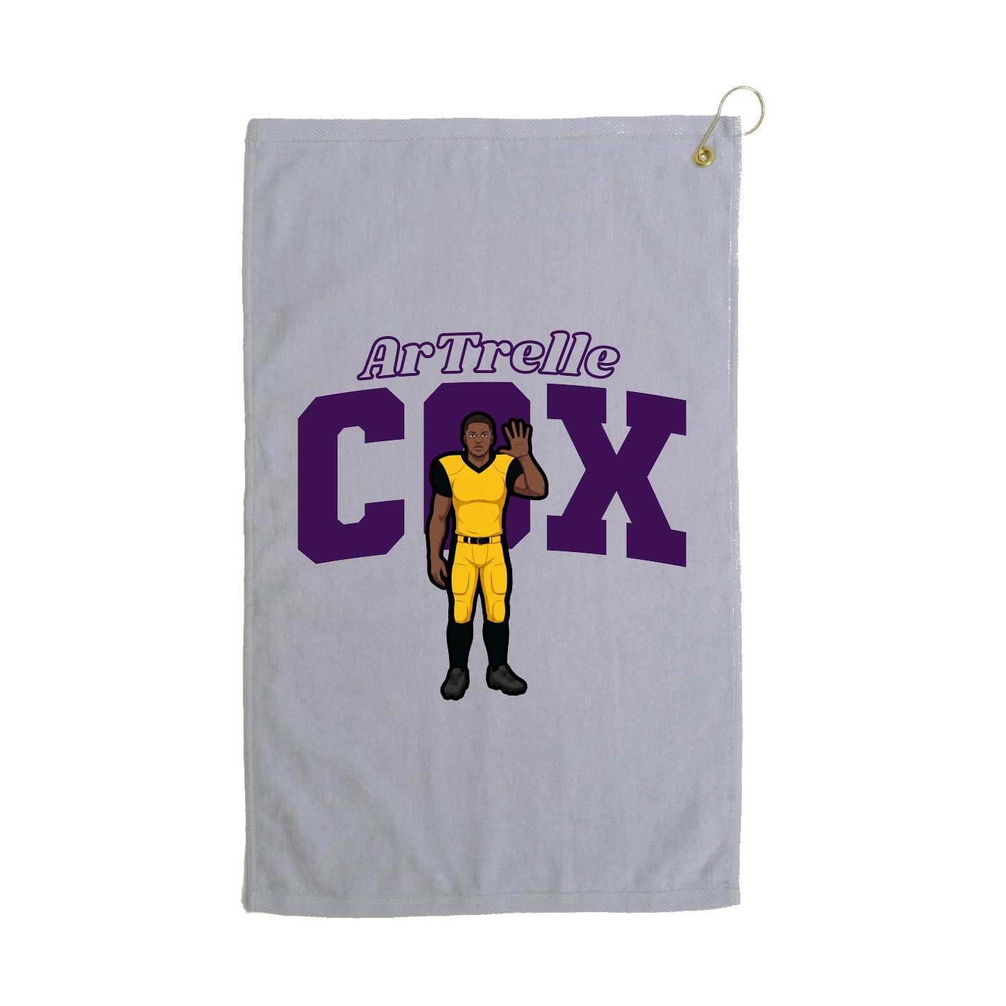 Golf Towel — Name Arch in Grey