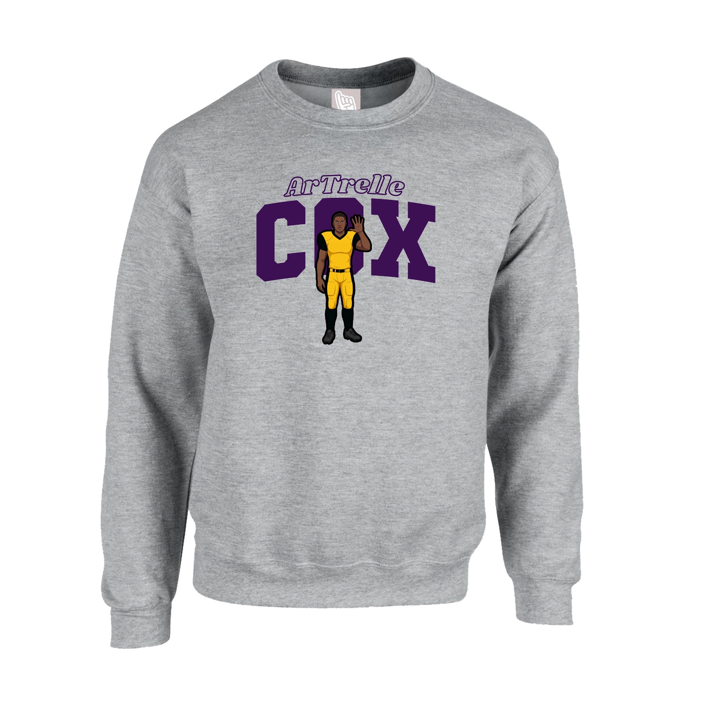 Fleece Crew — Name Arch in Grey
