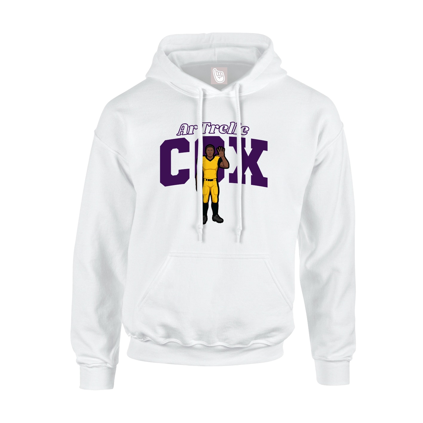 Youth Hoodie — Name Arch in White