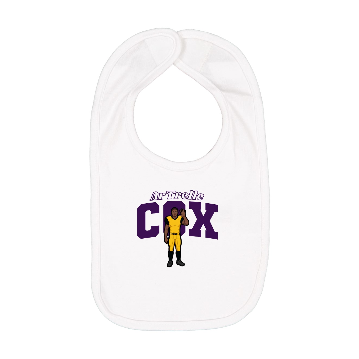 Infant Bib — Name Arch in White
