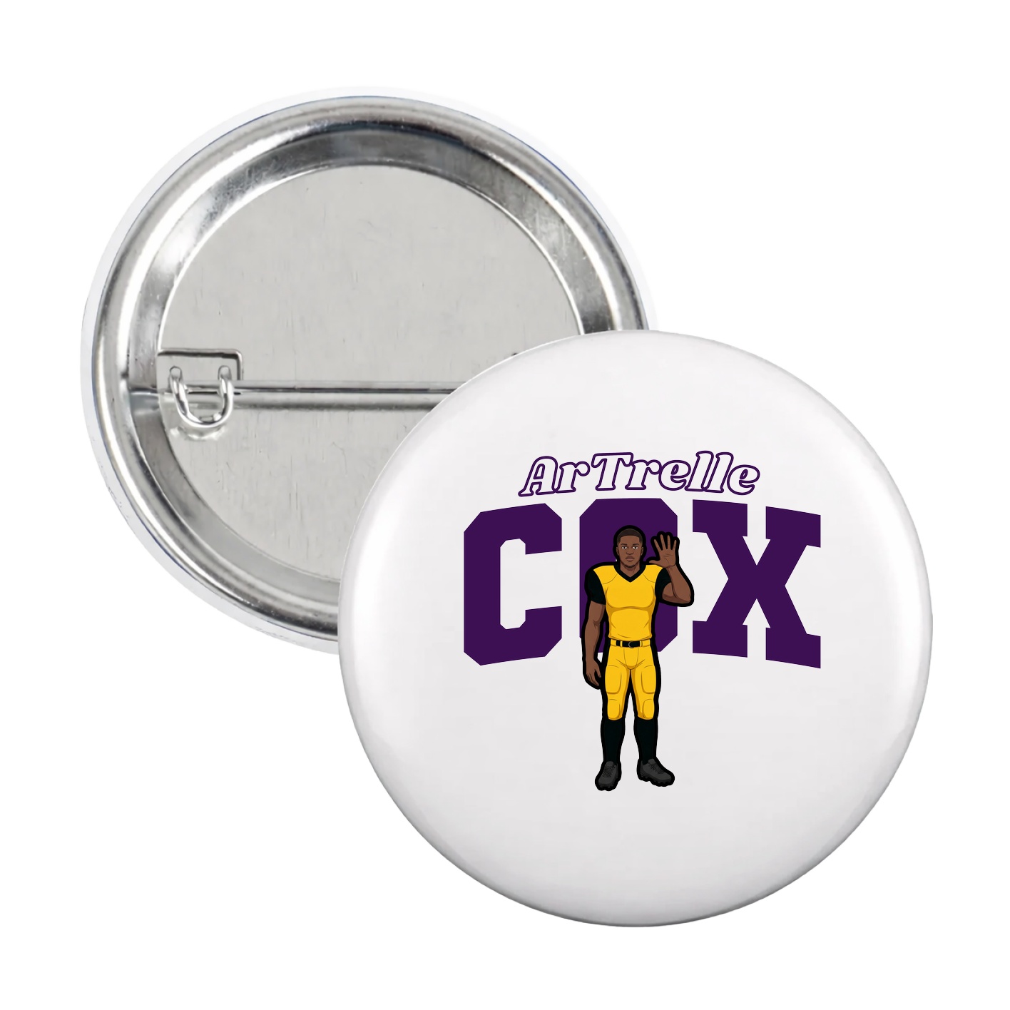 Game Day Button — Name Arch in White