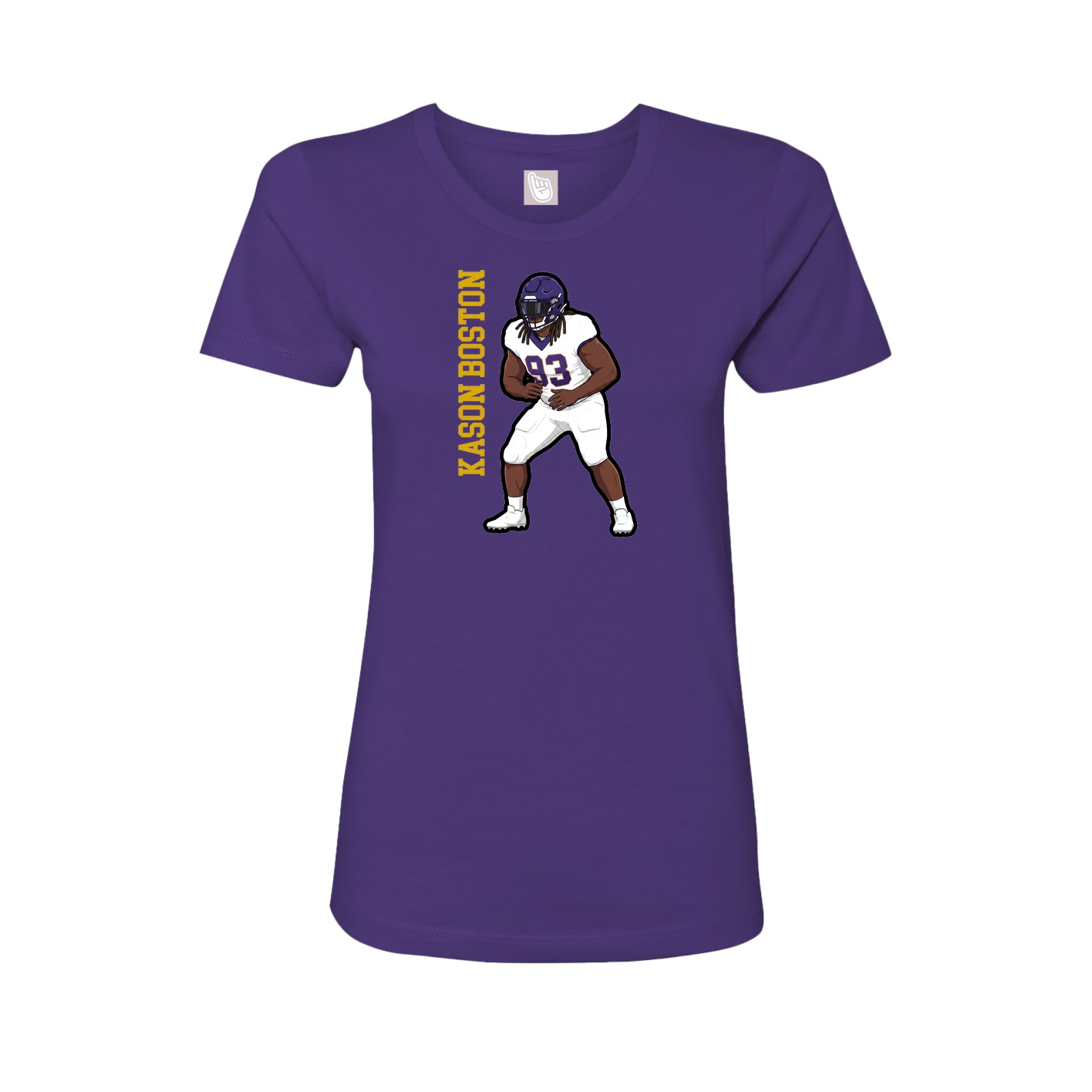Fitted Women's Tee — Name Vertical in Purple