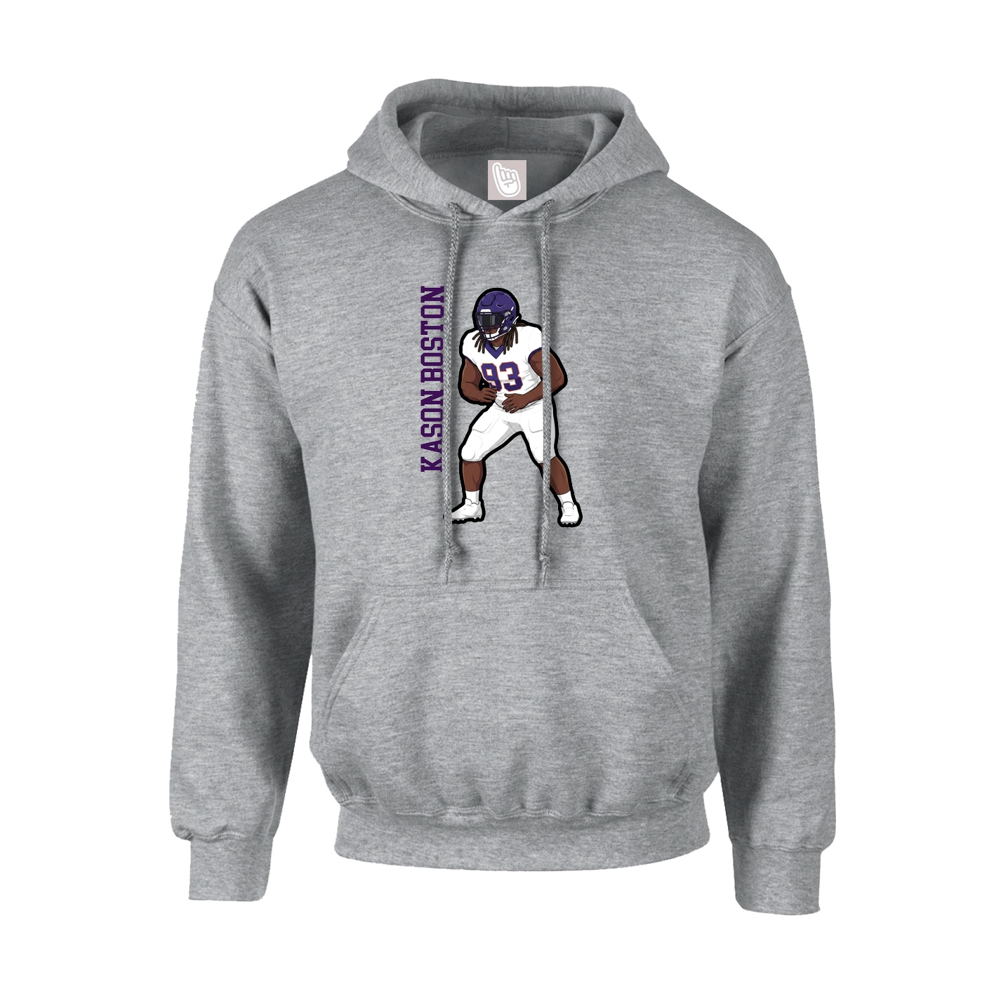 Hoodie — Name Vertical in Grey