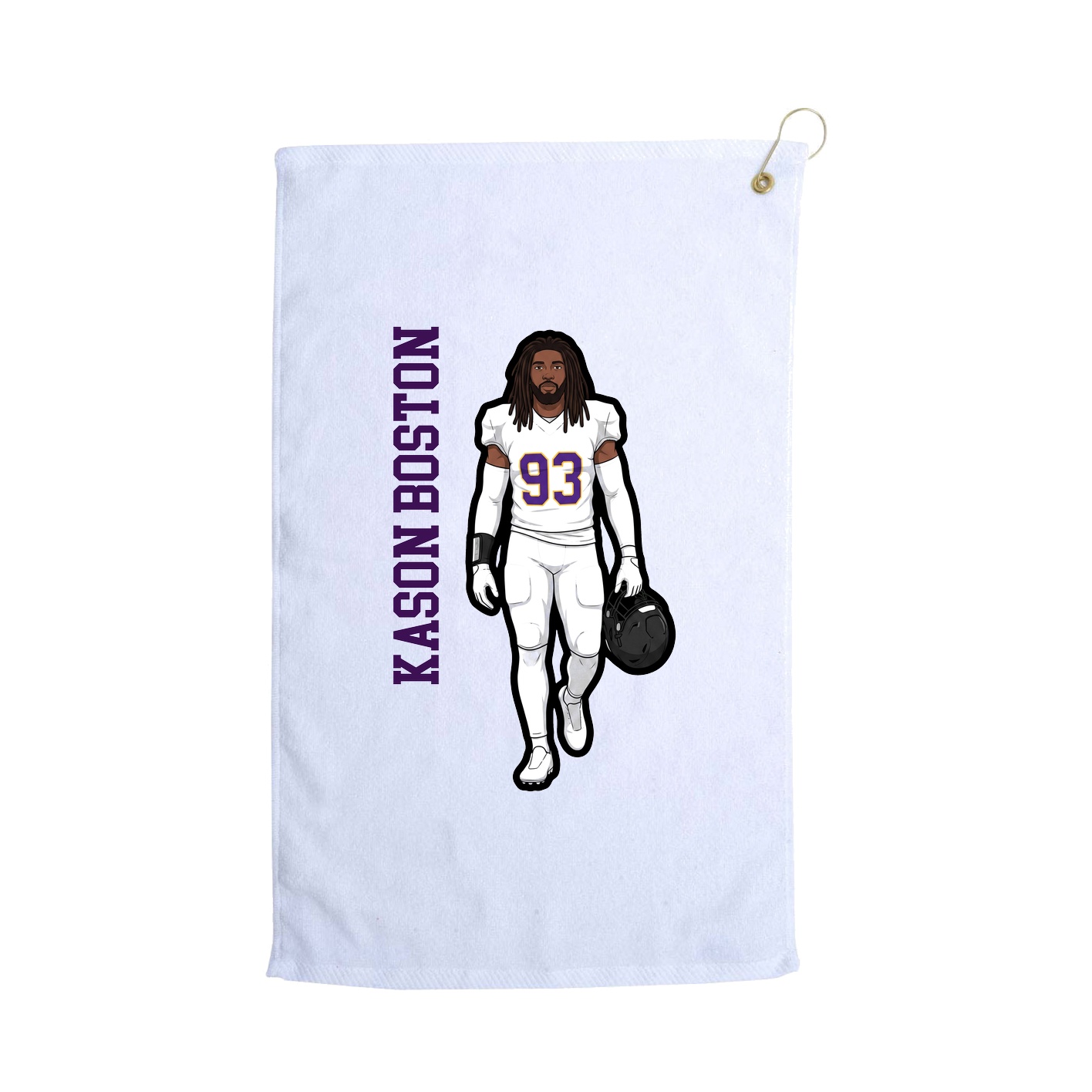 Golf Towel — Name Vertical in White
