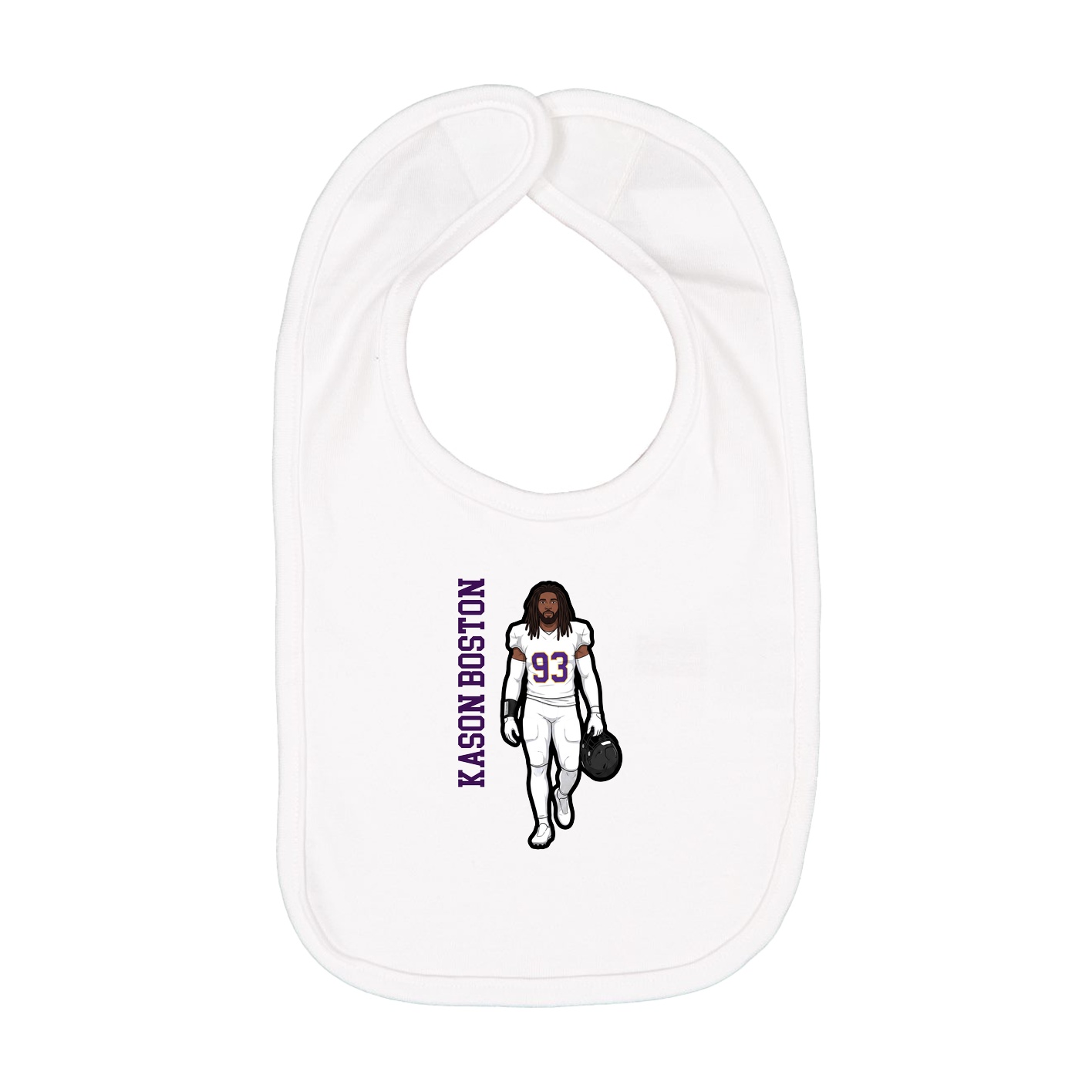 Infant Bib — Name Vertical in White