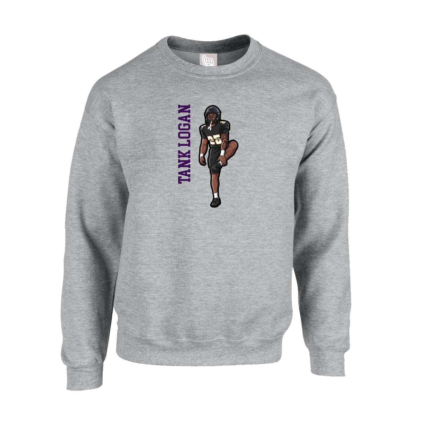 Fleece Crew — Name Vertical in Grey