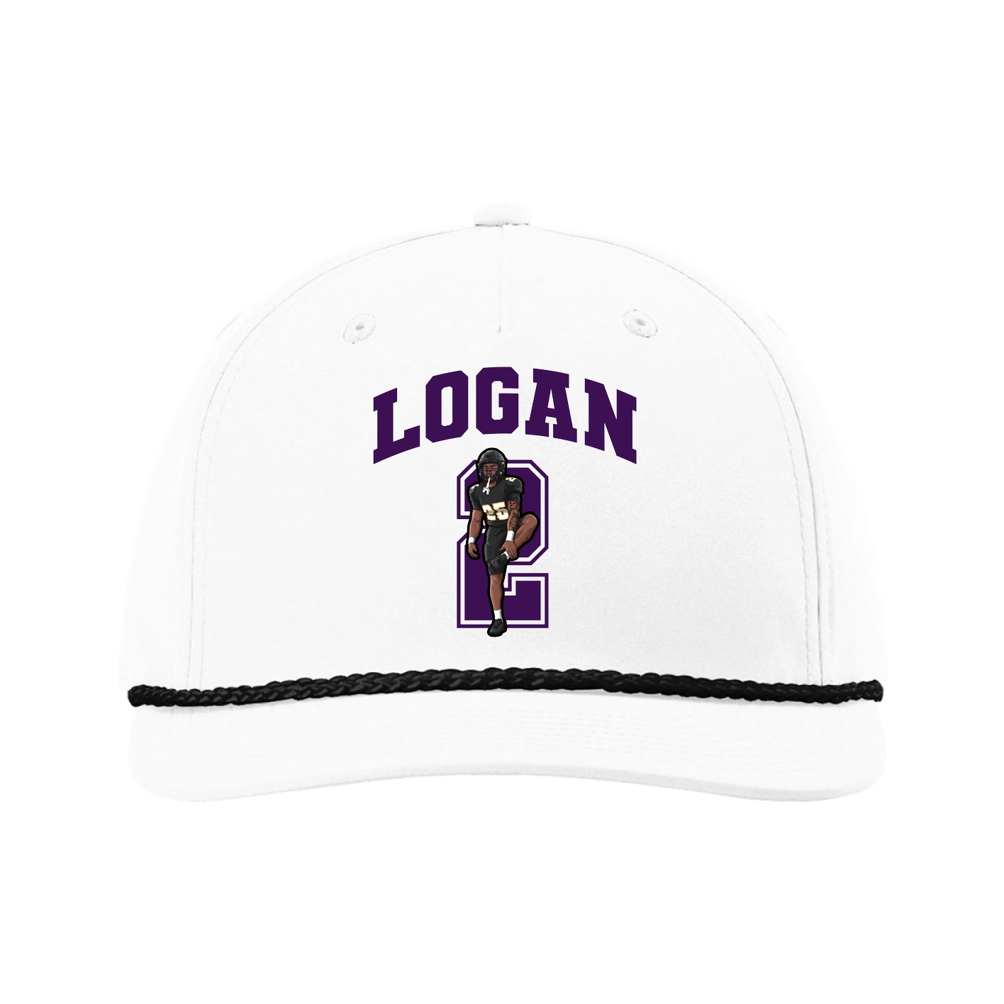 Five-Panel Classic Rope Cap — Number in White