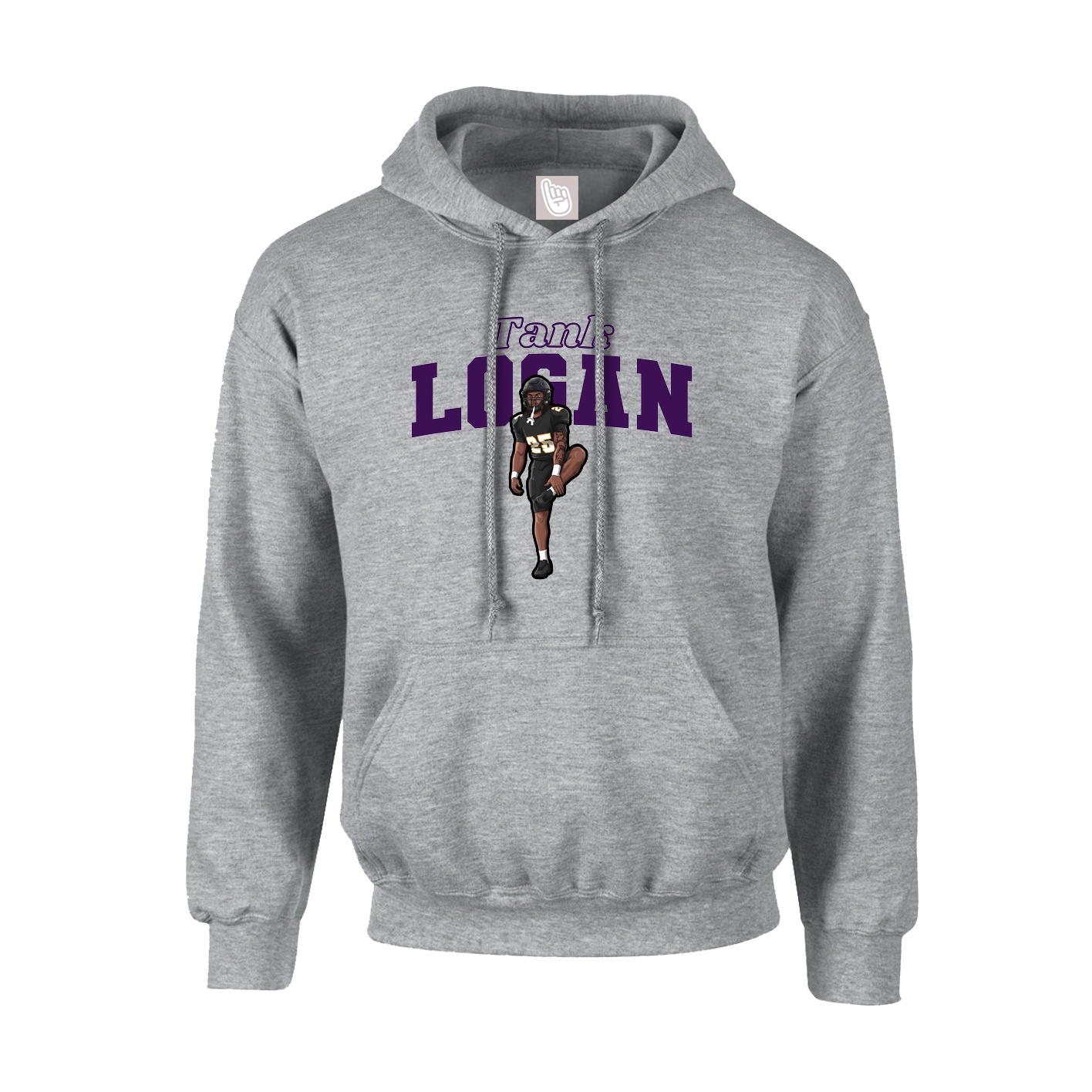 Youth Hoodie — Name Arch in Grey