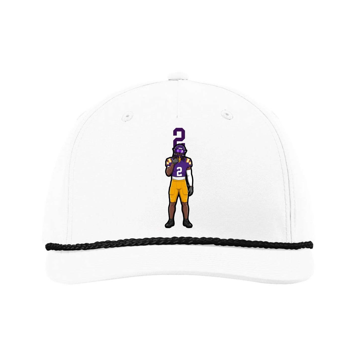 Five-Panel Classic Rope Cap — Number Top in White