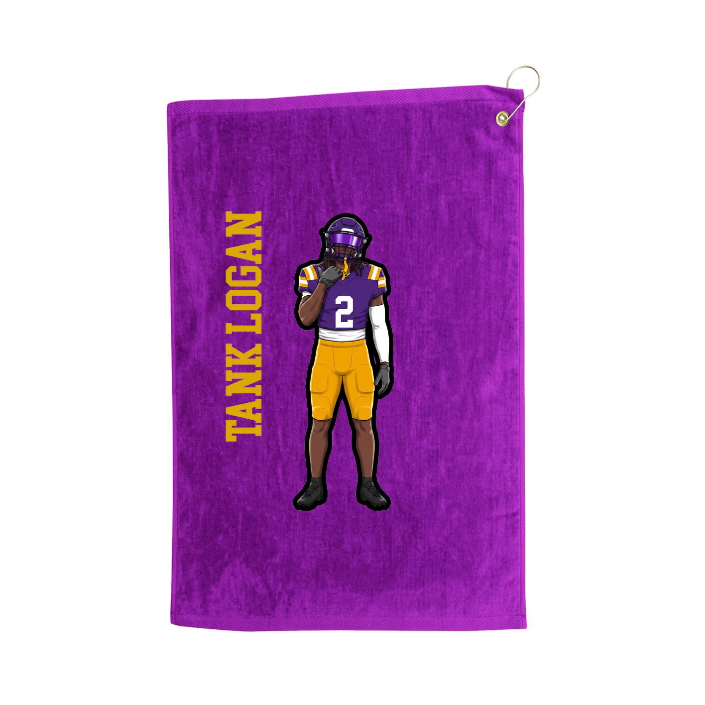 Golf Towel — Name Vertical in Purple