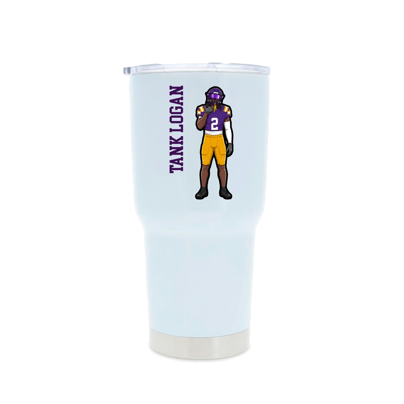 30oz Stainless Steel Tumbler — Name Vertical in White