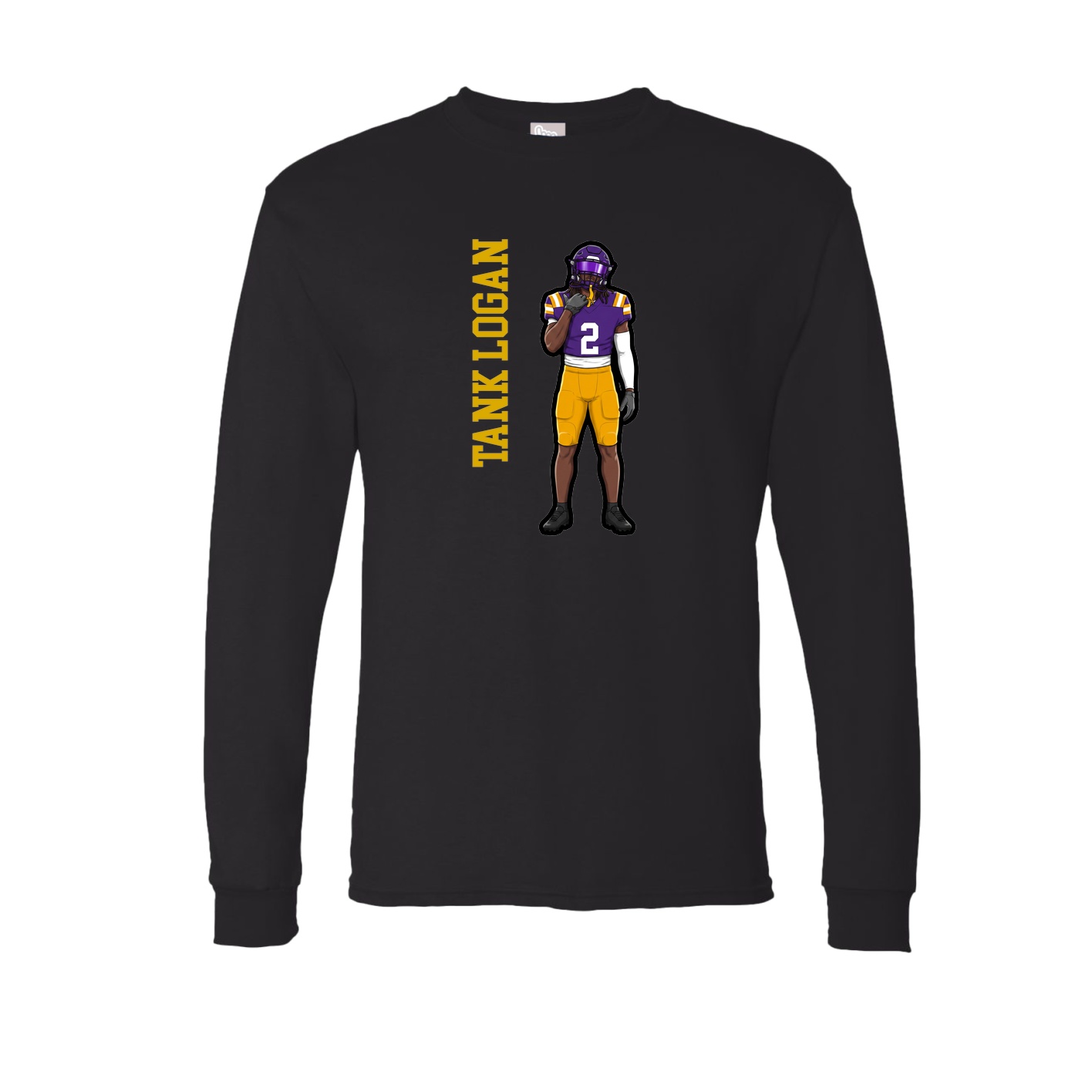 Long Sleeve Tee — Name Vertical in Black