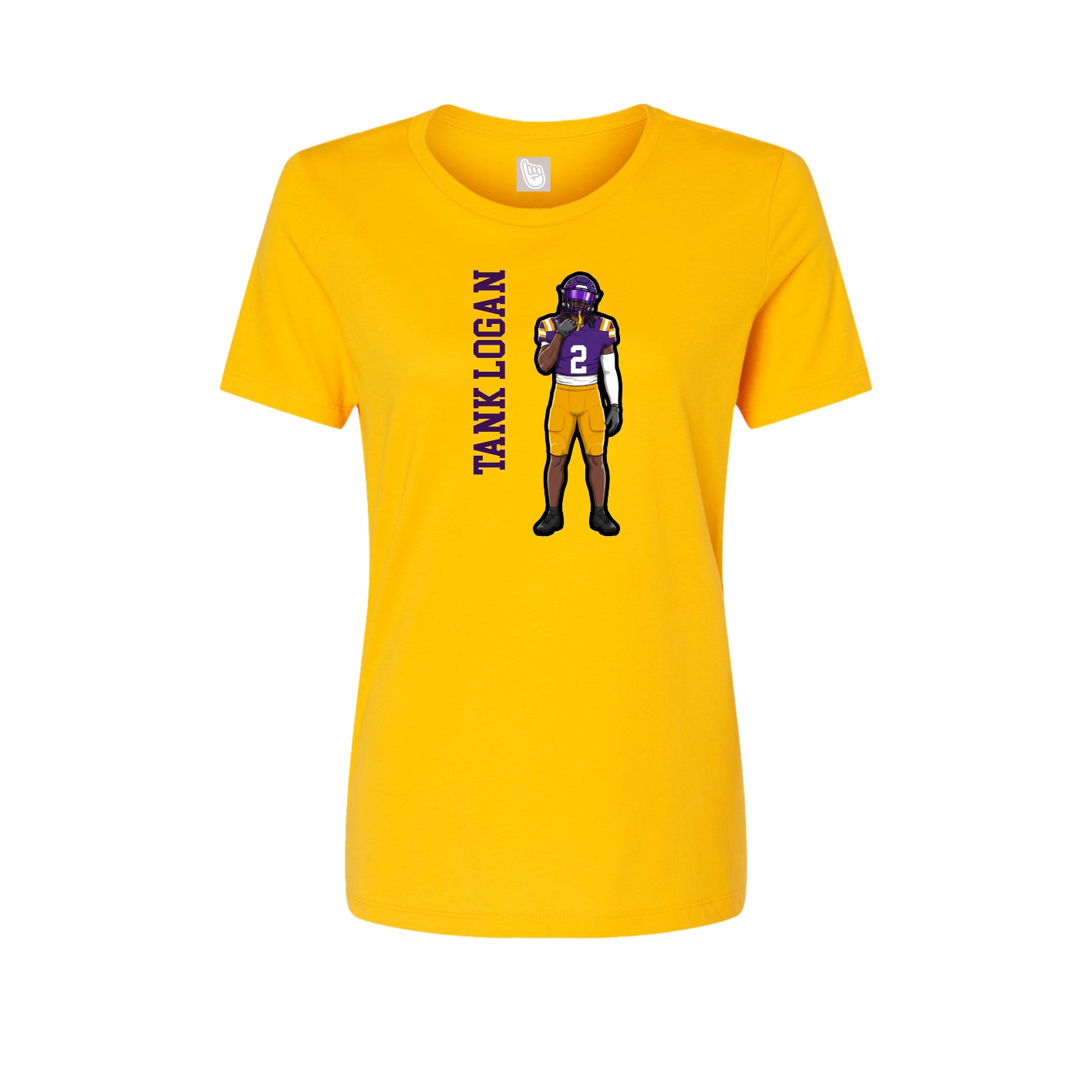 Fitted Women's Tee — Name Vertical in Gold