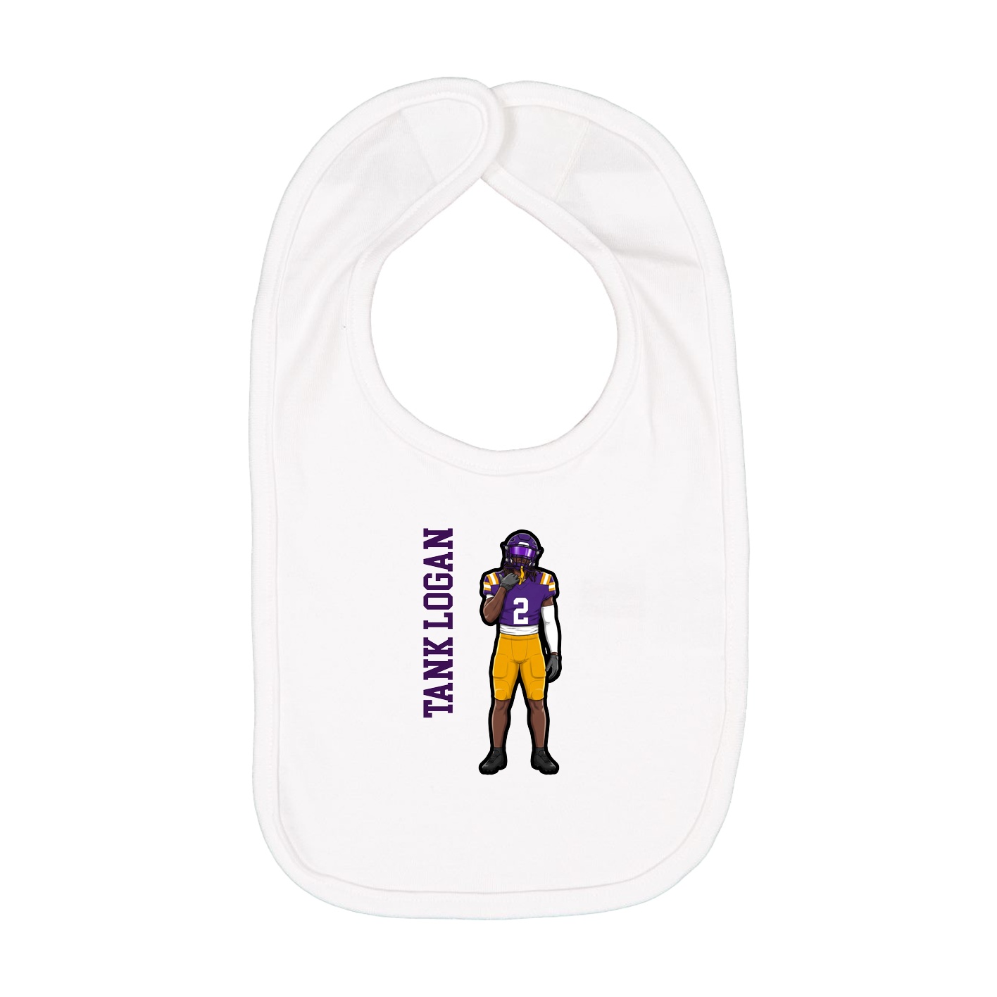 Infant Bib — Name Vertical in White