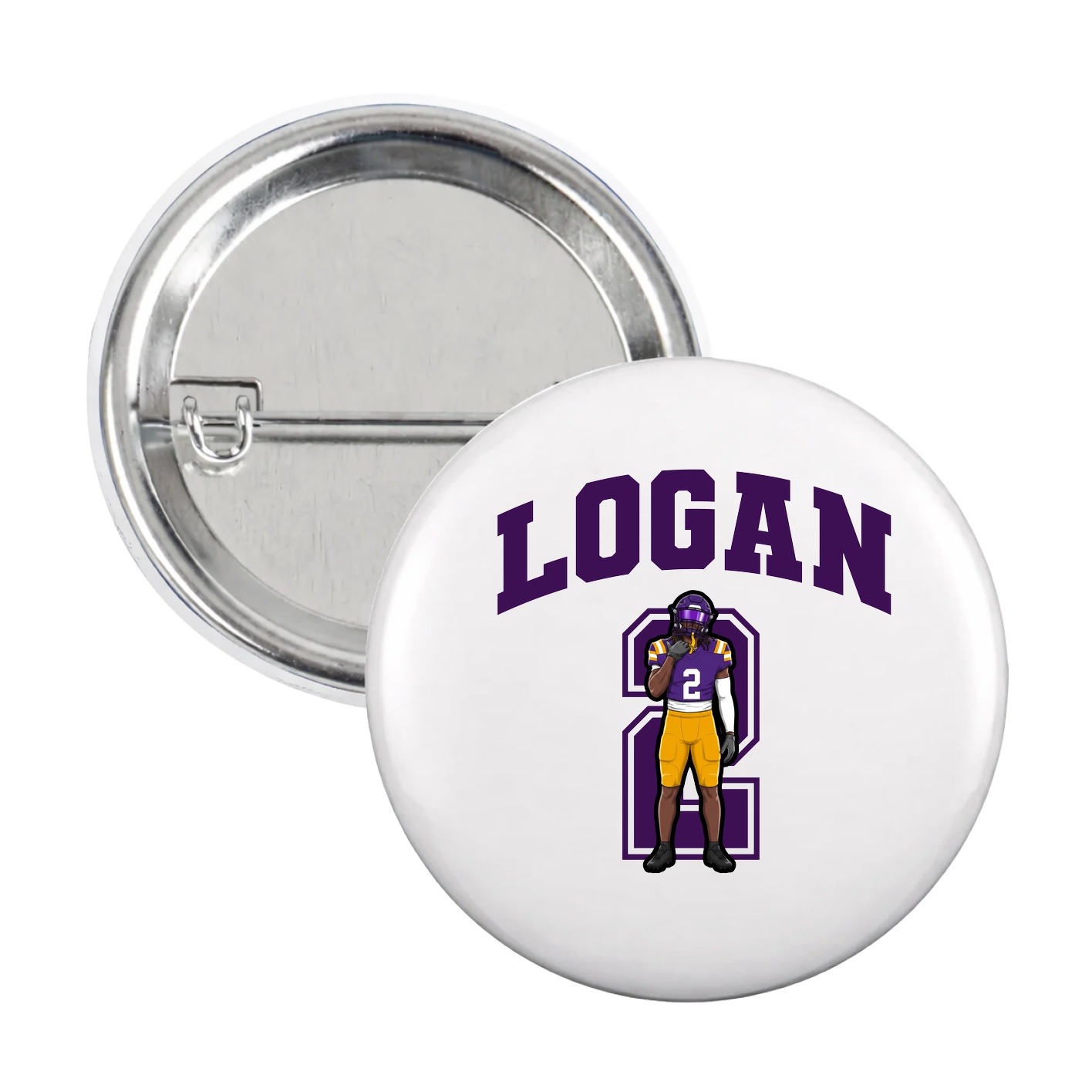 Game Day Button — Number in White