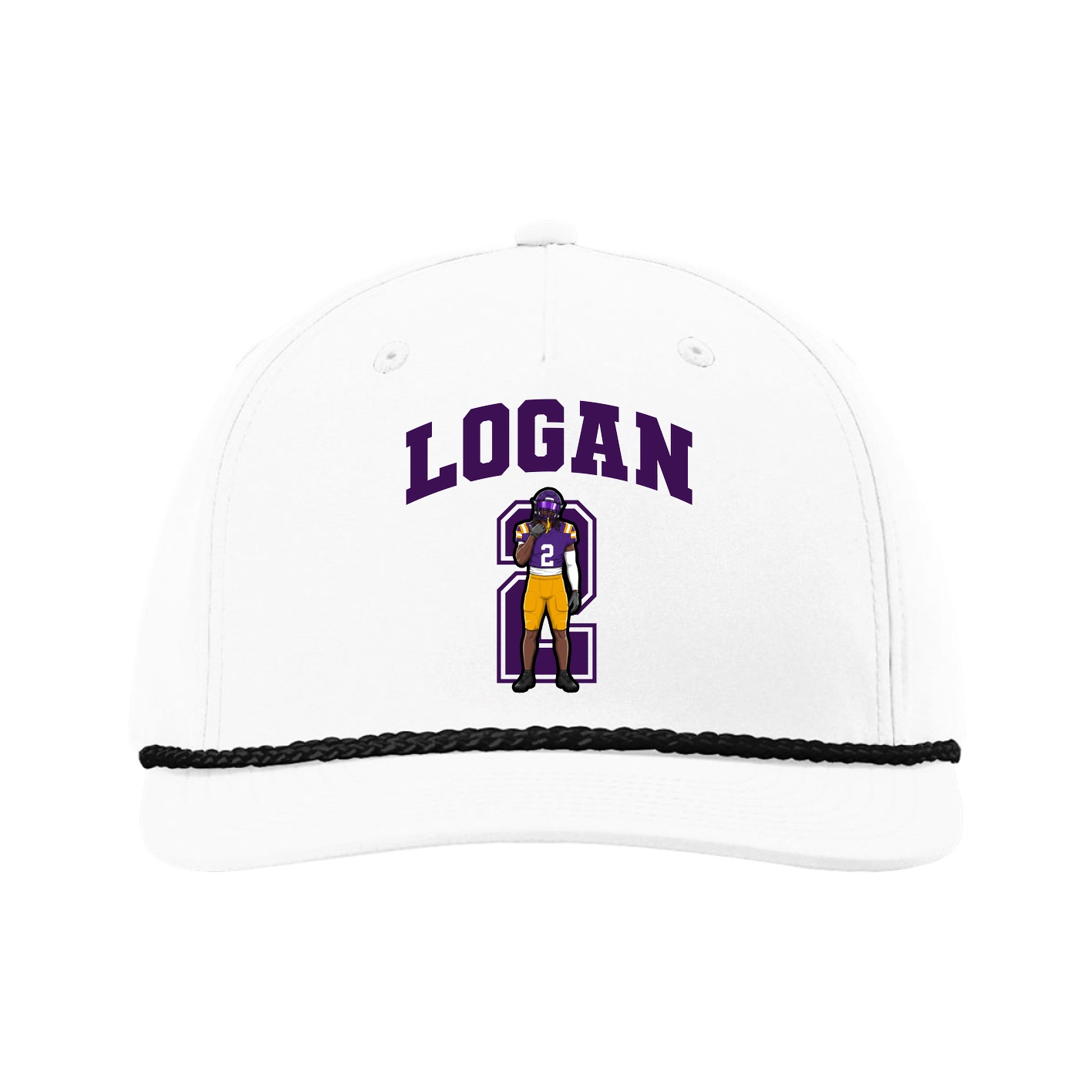 Five-Panel Classic Rope Cap — Number in White
